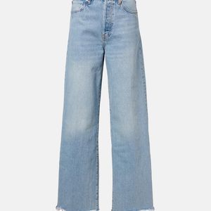 FRAME Blue The Collegiate Wide-Leg Jeans
