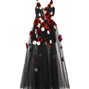 Robe en tulle à ornements Elie Saab en coloris Noir
