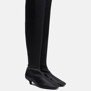 Totême  Black Satin Knee-High Boots