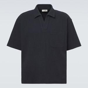 FRAME Black Textured Cotton-Blend Polo Shirt for men