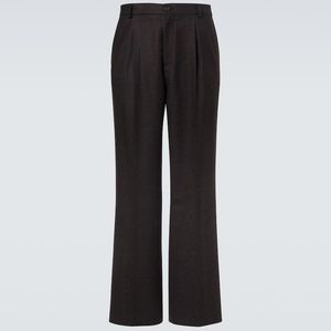 Dries Van Noten Black Wool Flannel Wide-Leg Pants for men