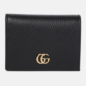 Gucci 〔GG マーモント〕 レザー カードケース(コイン&紙幣入れ付き), ブラック, Leather