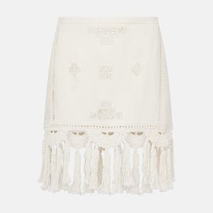 Isabel Marant White Sandra Macrame Cotton Miniskirt
