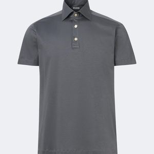 Kiton Grey Cotton Jersey Polo Shirt for men