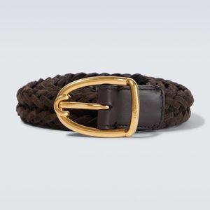 Tom Ford Brown Braided Suede Belt for men