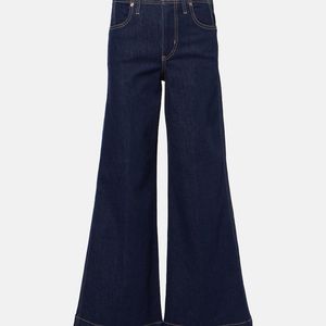 FRAME Blue The Seamed Wide High-Rise Jeans