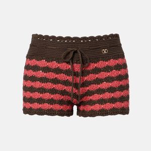 Valentino Red Striped Knitted Cotton Shorts