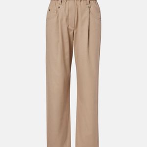 Brunello Cucinelli Natural Cotton-Blend Straight Pants