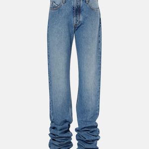 The Attico Blue Mid-Rise Straight Jeans