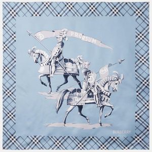 Burberry Blue Ekd Silk Twill Scarf