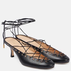 Chloé Metallic Ghillies Leather Lace-Up Pumps