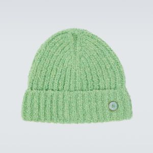 God's True Cashmere Green Boucle Cashmere Beanie With Emerald for men