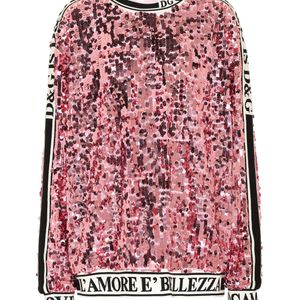 Dolce & Gabbana Pink Verziertes Sweatshirt mit Pailletten