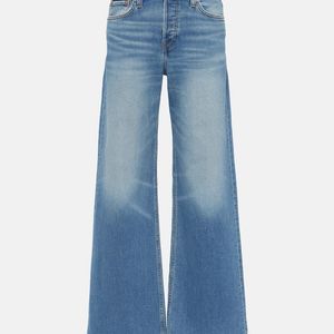 Re/done Blue Mid-Rise Wide-Leg Jeans