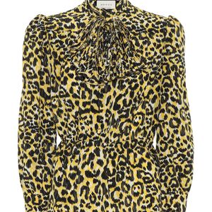 Blusa a stampa leopardo in seta di Gucci