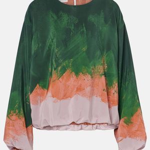 Dries Van Noten Green Ombre Silk-Blend Top