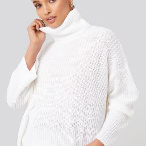 NA-KD Weiß Oversized High Neck Knitted Sweater