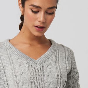 Trendyol Braided Silvery Knitted Sweater in het Grijs