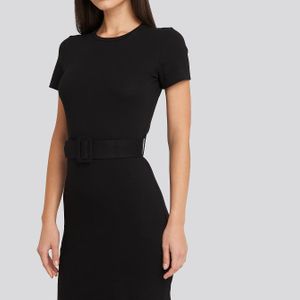 Trendyol Short Sleeve Belted Mini Dress in het Zwart