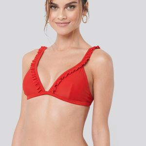 NA-KD Frill Strap Bikini Top in het Rood