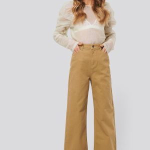 NA-KD Natur Trend Wide Leg High Waisted Jeans
