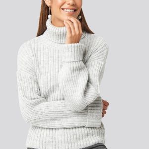 NA-KD Grau Ribbed Knitted Turtleneck Sweater