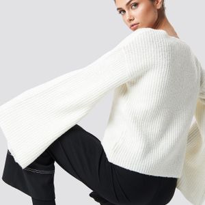 NA-KD Weiß Big Sleeve Knitted Sweater