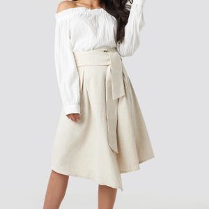 NA-KD Natur Trend Wrap Over Linen Look Skirt