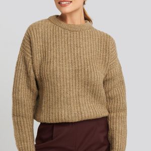 NA-KD Natur Heavy Knit Round Neck Sweater