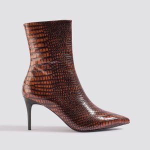 NA-KD Braun Shoes Reptile Pointy Boots