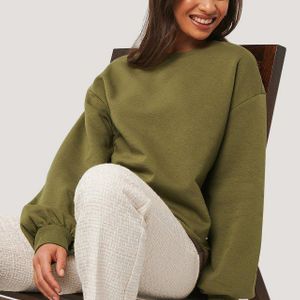 NA-KD Grün Basic Cropped Sweatshirt