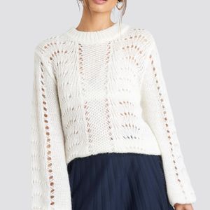NA-KD Weiß Pattern Knitted Round Neck Sweater