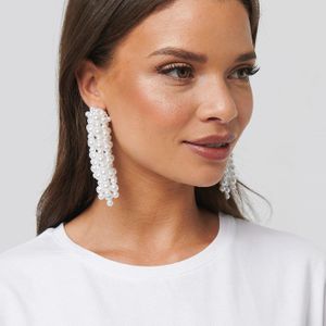 NA-KD Weiß Accessories Pearl Dropping Earrings