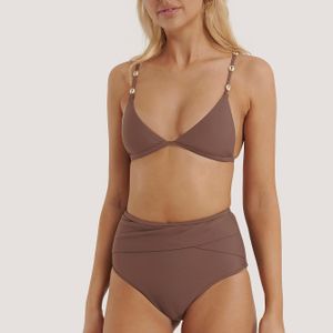 NA-KD Swimwear Bikinibroekje Met Hoge Taille in het Bruin