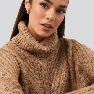 Trendyol Turtleneck Long Knitted Sweater in het Bruin