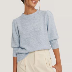NA-KD Weiß Short Puff Sleeve Knitted Sweater