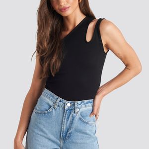 NA-KD Schwarz Party One Shoulder Cut Out Crop Top