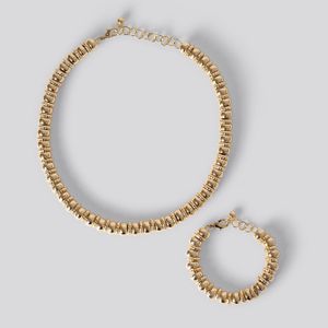 NA-KD Mettallic Accessories 2-pack Multi Gold Pearl Necklace/Bracelet