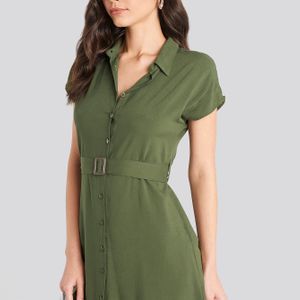 Trendyol Belted Shirt Mini Dress in het Groen