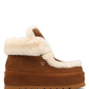 Naked Wolfe Brown Shearling-Lined Suede Lace-Up Boots