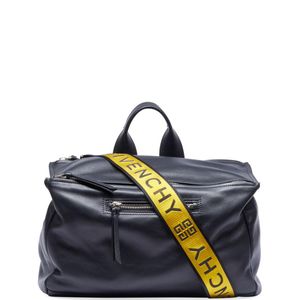 Givenchy Black Leather Duffel Bag W/ Logo Webbing Strap for men