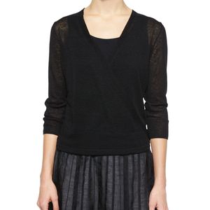 NIC+ZOE Black Plus Size 4-way Linen-blend Knit Cardigan