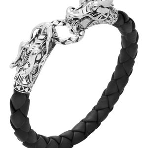 John Hardy Black Men's Legends Naga Leather Dragon Bracelet for men