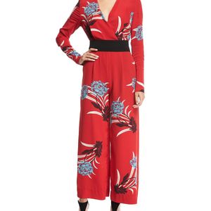 Diane von Furstenberg Red Floral Jumpsuit