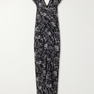 TOVE White Luana Floral-Print Ruched Silk Maxi Dress