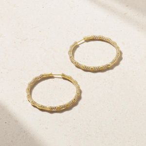 Anita Ko Natural Bamboo 18-Karat Diamond Hoop Earrings
