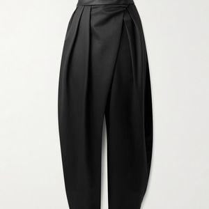 Alaïa Black Silk-Trimmed Grain De Poudre Wool-Blend Barrel-Leg Pants