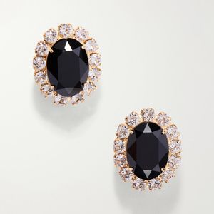 Jennifer Behr Black Diana Crystal-Embellished-Plated Earrings