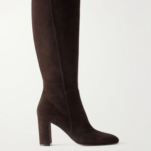 Gianvito Rossi Black 85 Suede Knee-High Boots
