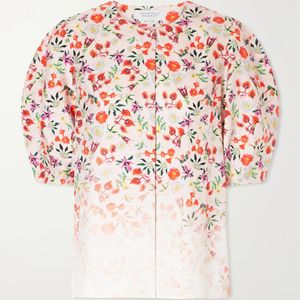 Gabriela Hearst Pink Edify Floral-Print Silk Blouse